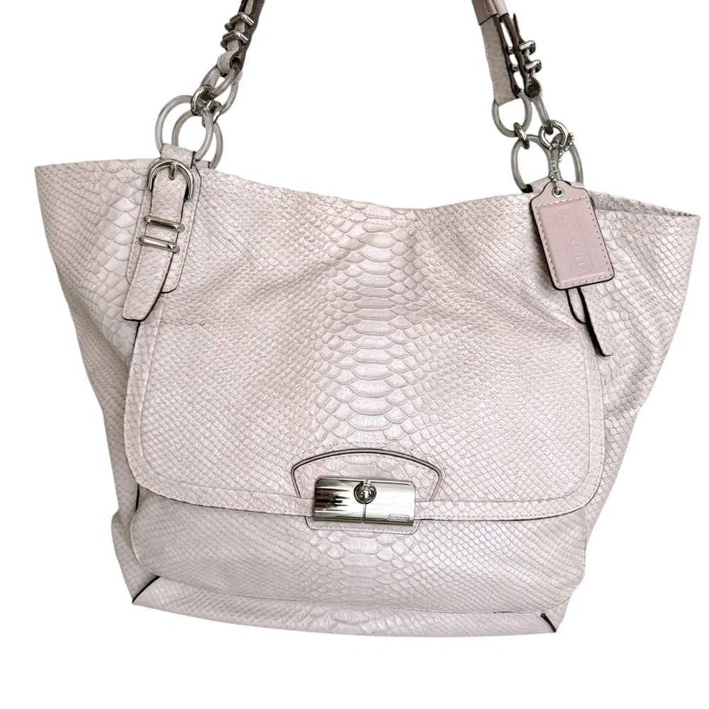 🆕 Coach Kristin Python Large Tote Shoulder Bag Snakeskin
